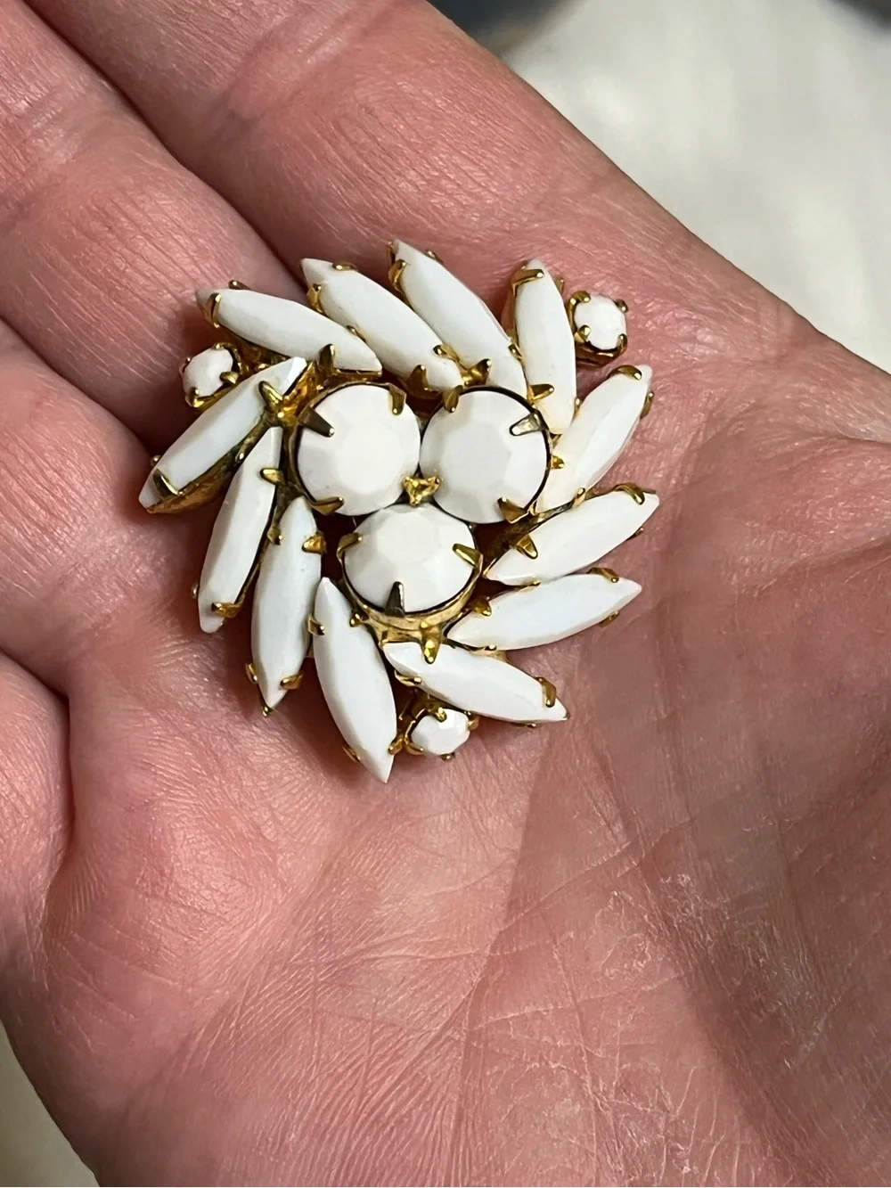 Vintage Milk Glass Brooch